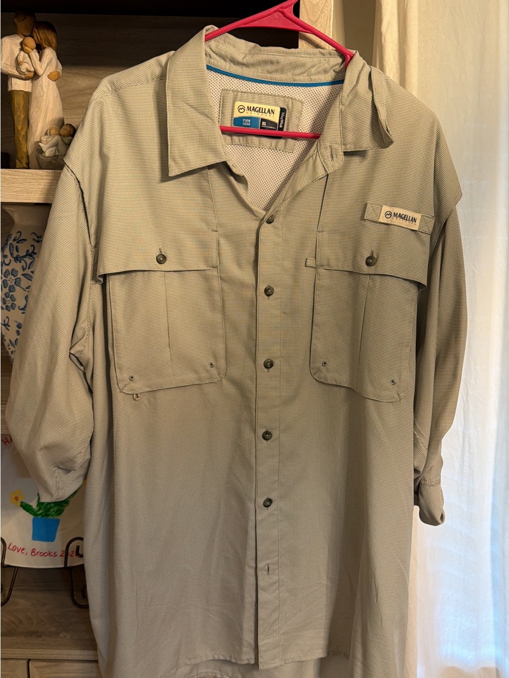 Magellan Outdoors Men's Lightweight Shirt Jacket in Stone/Tan